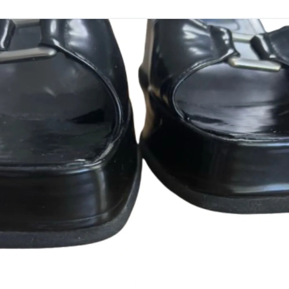Atelier Voisin Paris Platform Sandals Black Shoes Leather Strappy Ankle Buckle 9